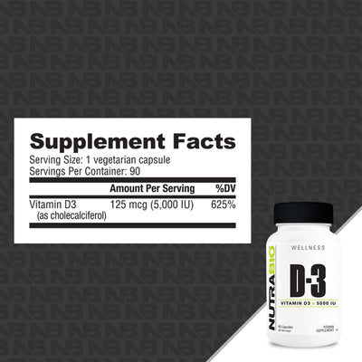 NutraBio Vitamine D (5000 UI)