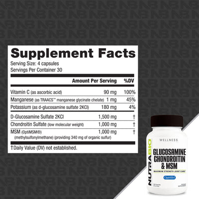 NutraBio Glucosamine Chondroïtine & MSM