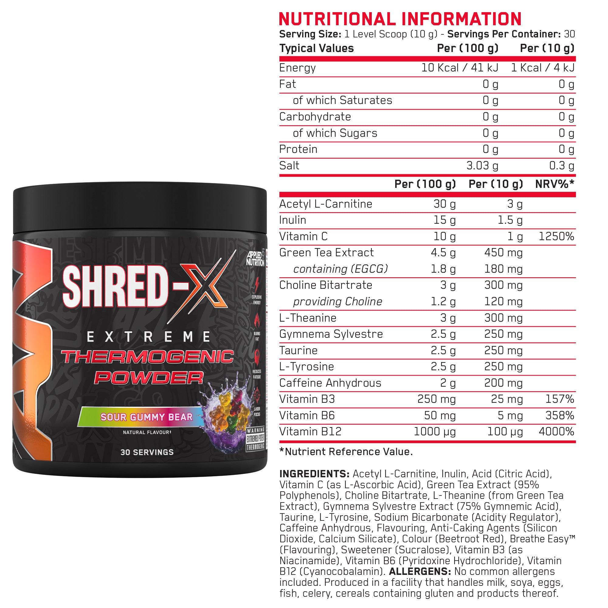 Applied Nutrition SHRED X Fat Burning Thermogenic Powder
