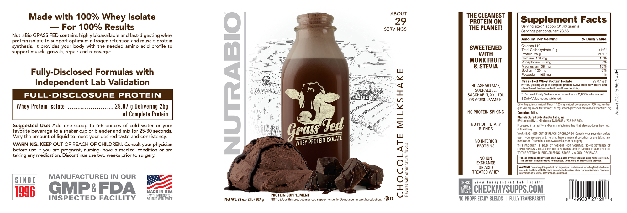 Nutrabio Grass Fed Whey Protein Isolate