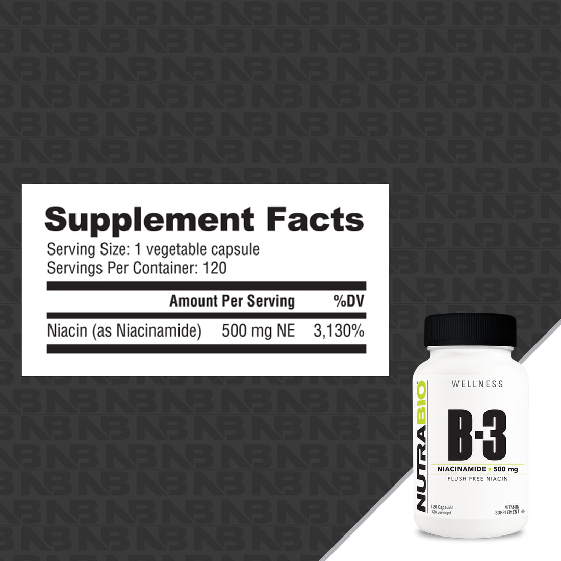NutraBio Niacinamide (B-3)(500mg)