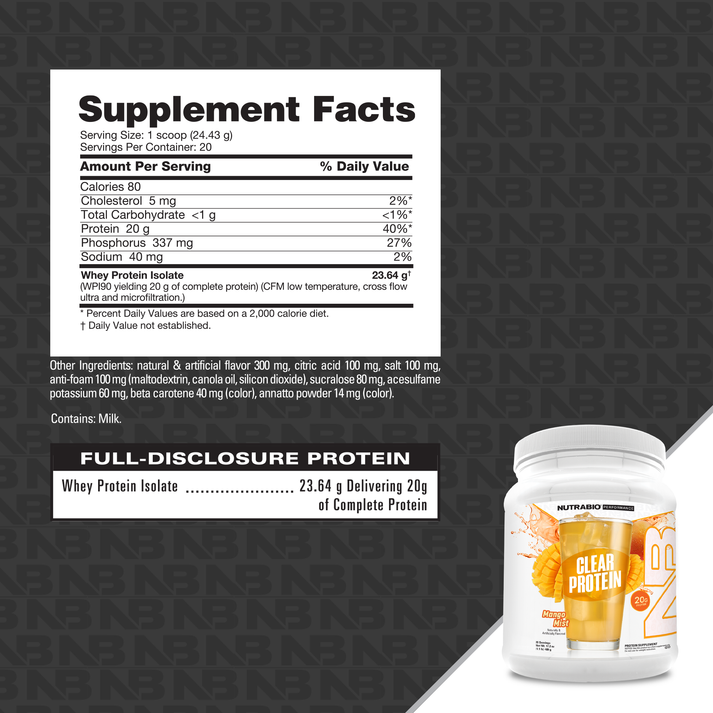 NutraBio Clear Whey Protein Isolate