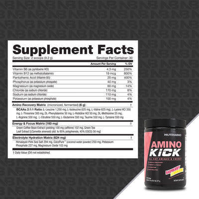 NutraBio Amino Kick - 30 Servings