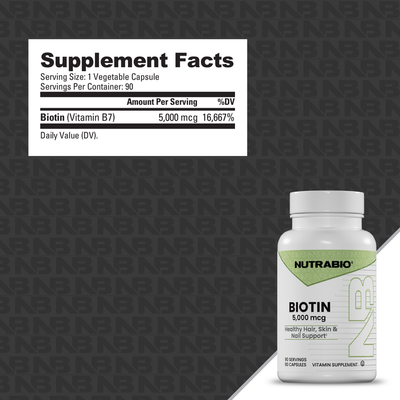 NutraBio Biotin (B-7)(5000mcg)