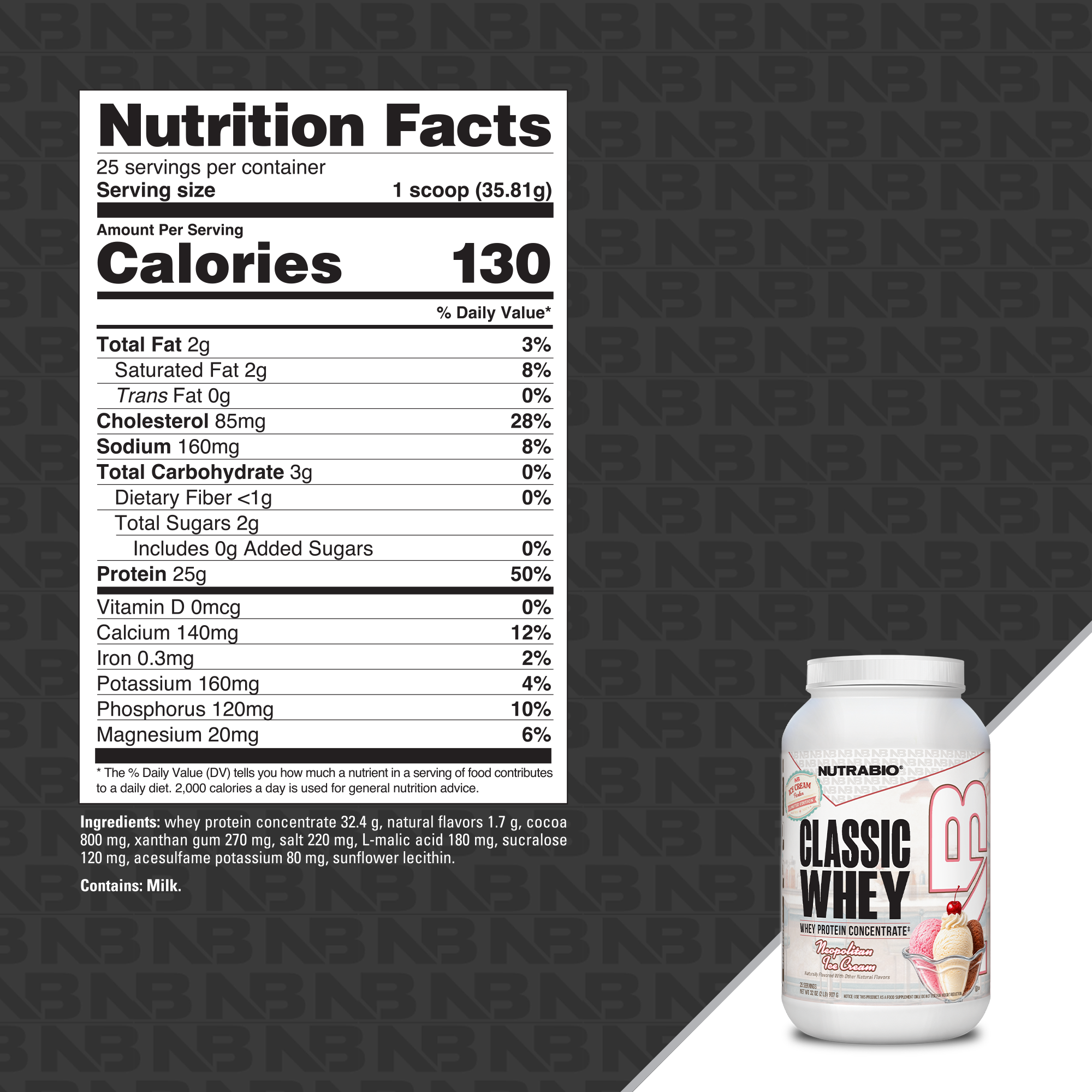 NutraBio Classic Whey Protein Concentrate Powder