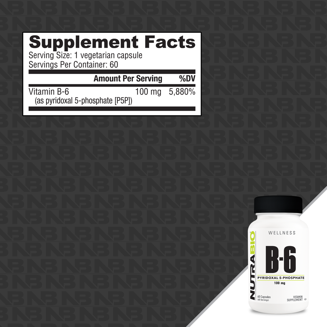 NutraBio Vitamin B-6 P5P (100mg)
