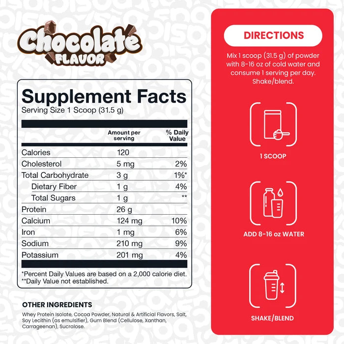 Basic Whey Isolate Protein Powder, Zero Fat, 26g Protein