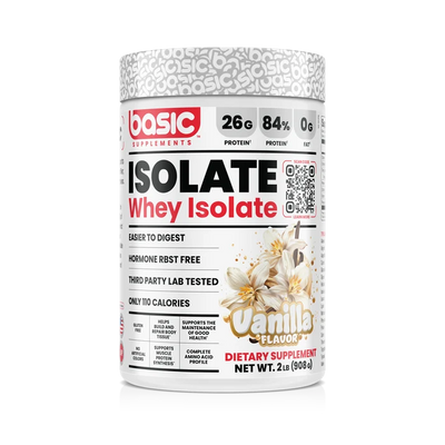 Basic Whey Isolate Protein Powder, Zero Fat, 26g Protein