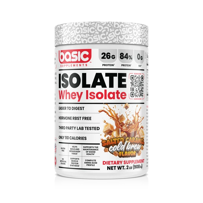 Basic Whey Isolate Protein Powder, Zero Fat, 26g Protein