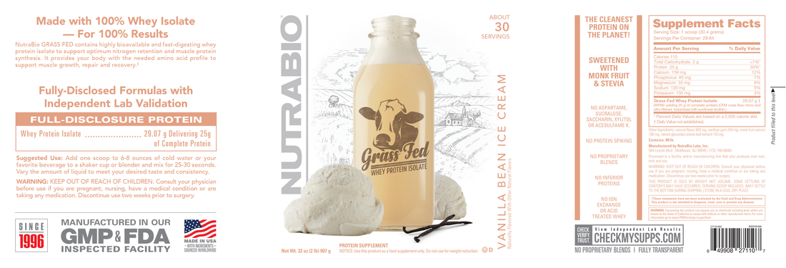 Nutrabio Grass Fed Whey Protein Isolate