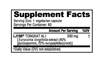 NutraBio Tongkat Ali (LJ100) (200mg) 60 Capsules