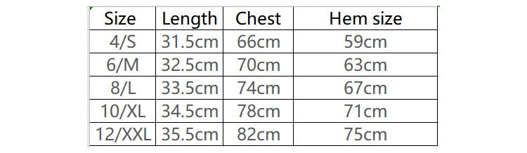Energy Sports Bra Size Chart