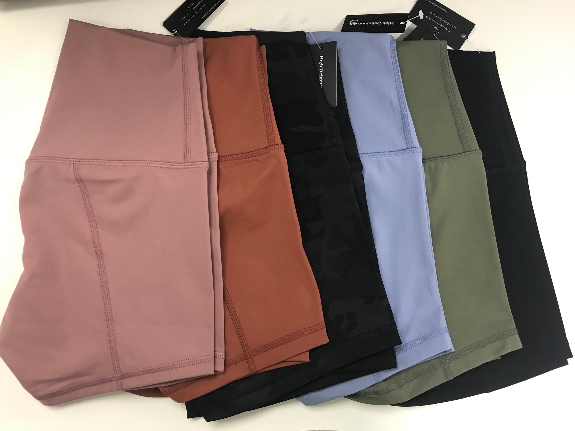 Belladonna Shorts Colours - Cloud Pink, Tiki Torch, Black Camo, Yacht Blue, Olive & Black
